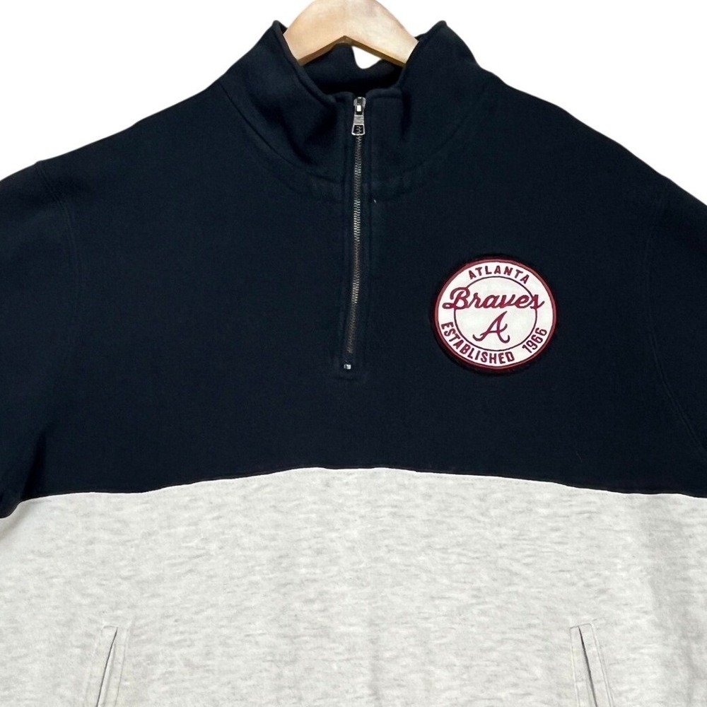 Atlanta Braves 47 Pullover Mens XL Blue Gray Colorblock Long Sleeve 1/4 Zip MLB - Picture 2 of 14